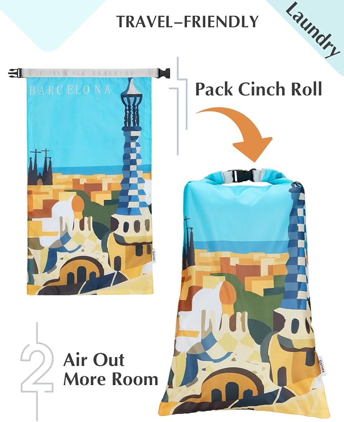 Gonex 6-Piece Compression Packing Cubes with Shoe & Laundry Bags | Unique Printed Design, Ripstop Fabric, Double-Zip Compression, Carry-On Friendly, Lightweight - Image 3