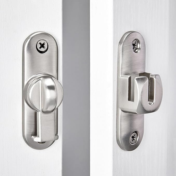 2 Packs Silvery 90/180 Degree Barn Door Latches,Flip Gate Lock | Zinc Alloy Flip Gate Latches,Right Angle Door Lock,for bedroom,garage,sliding door,window,cabinet,drawer,pet enclosures - Image 6