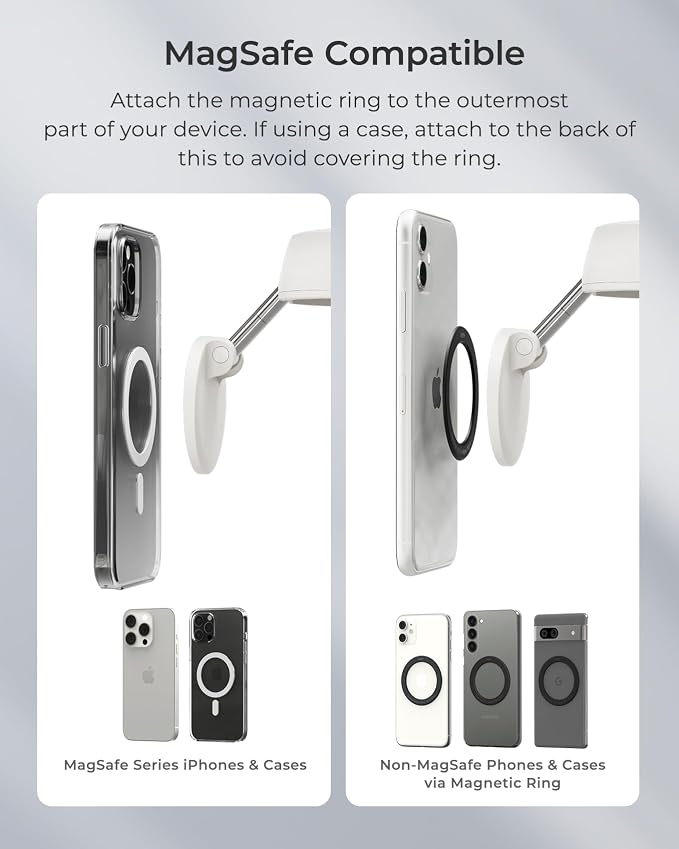 iOttie Treker Travel Essentials Magnetic Airplane Phone Holder with 360° Rotation Swivel Head and Magnetic Ring Adapter for Universal Compatibility with MagSafe, Qi2, iPhone, and Android Smartphones - Image 6