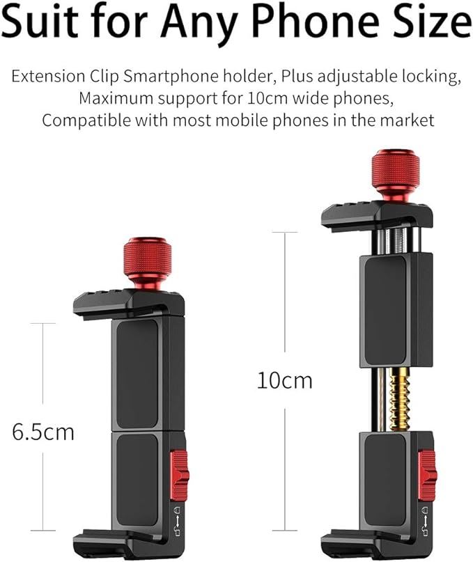 Cell Phone Tripod Mount, ULANZI ST-14 Smartphone Tripod Mount Adapter | Aluminum with Cold Shoe, 360° Cell Phone Stand Holder Clamp for iPhone17 16 15 14 13 12 11 Max Pro iPhone X XR Xs 6 7 Plus - Image 2