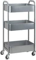 MAX Houser 3-Tier Rolling Utility Cart with Caster Wheels, Silvery-Grey | Easy Assembly, multi-purpose storage trolley for kitchen, rolling cart with smooth caster wheels for bathroom by MAXHouser