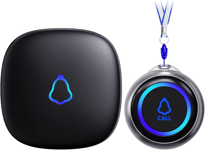 Wireless Caregiver Pager, 1 Call Button + 1 Receiver for Elderly at Home | Medical Life Alert System for Seniors/Kids, SOS Emergency Panic Call Bell, Nurse Calling/Patient Assistance Help Buzzer Alarm by stechro