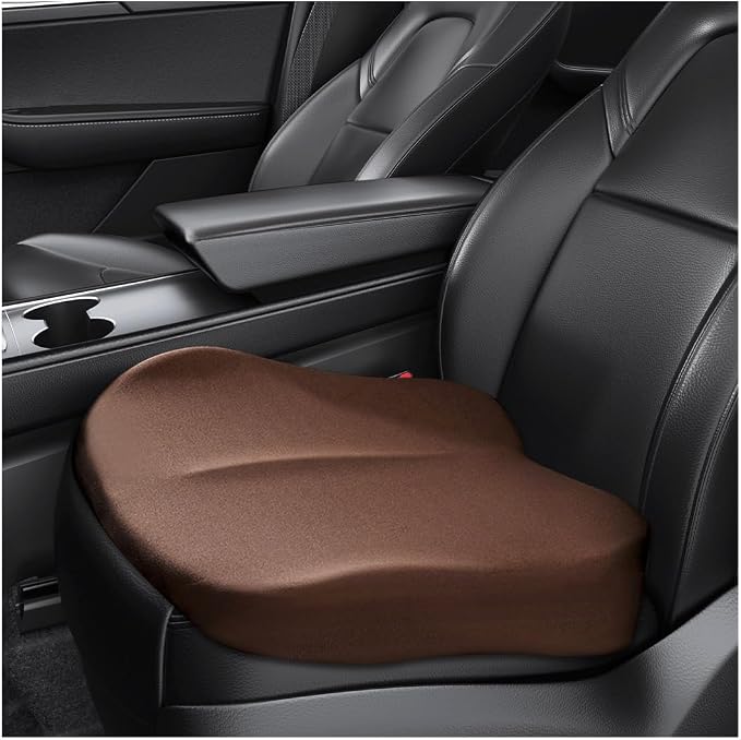 Car Seat Cushion, Comfort Memory Foam Car Cushion, Non-Slip Auto Booster Seat Cushion for Improve Driving Vision, Suitable for Vehicles Trucks SUVs Car Accessories (Coffee) by Unknown