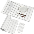 Large Stone Dish Drying Mats for Kitchen Counter, Fast Drying Collapsible Dish Drying Mat, Eco-Friendly Absorbent Diatomaceous Earth Mats for Dishes Cups, Match Any Countertop (White 28"×16" & 8"x4") by tdcokhe