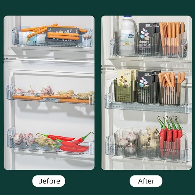 2 Pack Storage Organizer Bins, Wall Mount Organizer Clear Plastic Cabinet Containers Makeup Organizer for Fridge Wall Kitchen Bathroom Countertops Pantry - Image 3