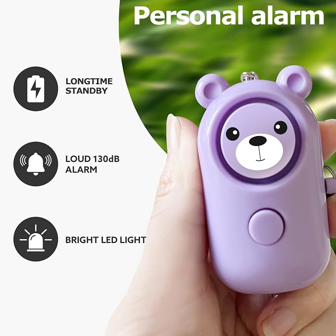 Personal Alarm for Women Kids and Elders Safe Sound, 130dB Siren Emergency Self-Defense Security Alarm Keychain Loudly with LED Light (Emerald+Violet) - Image 3