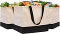 Extra Large Canvas Tote Bag with Pockets, Reusable Grocery Bags Heavy Duty | 14.6 x 10.2 x 13 in Holds 60 lbs Washable Eco-friendly Tote Bags for Shopping/Picnics/Beach/Laundry, Off White+Black 3 Pack by CNaiyunpin
