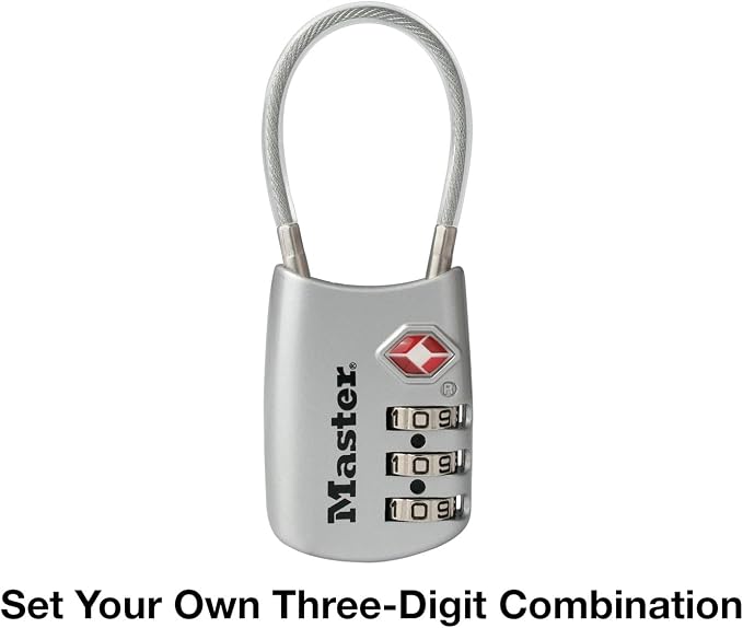 Master Lock TSA Approved Combination Luggage Lock, Silver, 4688SLVEC | TSA Accepted Set Your Own Combination Travel Lock for Suitcases, Backpacks, Airport Security, Resettable 3-Digit Lock - Image 6