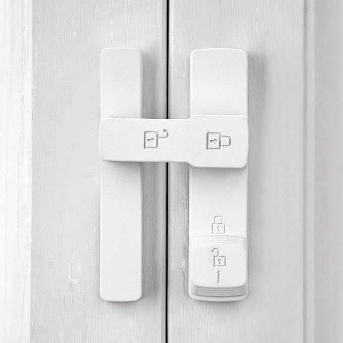 2 Packs Matte White 180 Degree Barn Door Lock,Flip Gate Latches Hardware | Zinc Alloy Door Lock,Sliding Door Latches,for bedroom,drawer,pet enclosures,cabinet,garage,window - Image 4