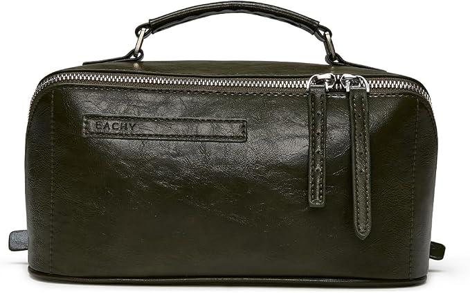 EACHY Makeup Bag, Large Capacity Cosmetic Bags for Women, Waterproof PU Leather Flat Open Toiletry Bag with Makeup Brush Organizer by EACHY