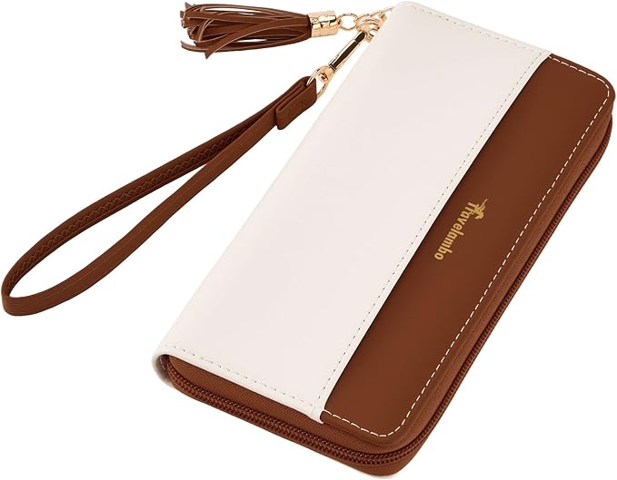 Travelambo Wristlet Wallet Women RFID Bifold Large Capacity Clutch Purse | Tassel, Zipper Coin Pocket, Card Holder Wallet, Gifts for Women by Travelambo