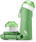 Quanture Collapsible Water Bottle 24oz (700mL), Foldable Silicone Travel Water Bottle, Leakproof & BPA-Free, with Wide Mouth & Carry Strap for Hiking, Camping, Outdoor, Green by QUNATURE