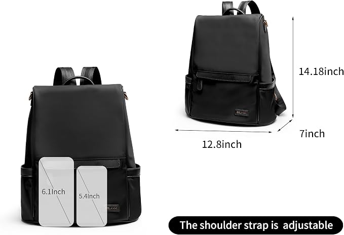Anti Theft Backpack Purse for Women Lightweight Casual Travel Daypack Black - Image 3