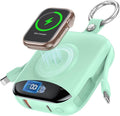 citicr Portable Charger 10000mAh w/Built-in Cables & iWatch Charger Green | Fast charging, Built-in cables, LED display, Charge 5 devices at once, Ring buckle, TSA approved, Pocket size, Charge iWatch by CITICR