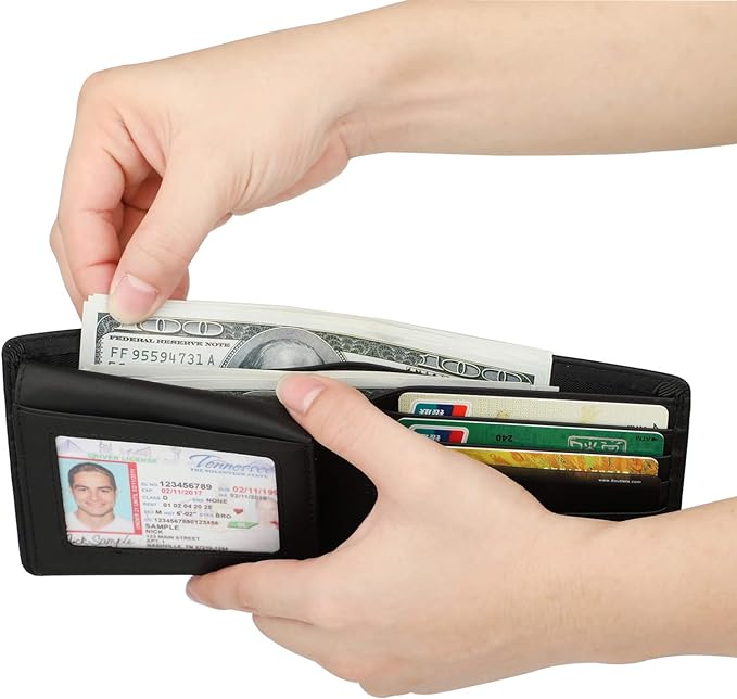 HIMI Wallet for Men-Genuine Leather RFID Blocking Bifold Stylish Wallet With 2 ID Window - Image 6