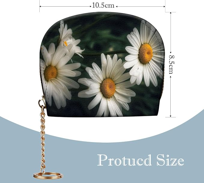 Women's Slim RFID Wallet – Compact Leather Card Holder Wallet for Women, 9 Card Slots RFID Blocking Credit Card Organizer, Small Travel Wallet - White and Yellow Daisy Flowers - Image 2
