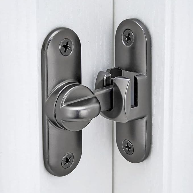 2 Packs Grey 90/180 Degree Barn Door Latches,Flip Gate Lock | Zinc Alloy Flip Gate Latches,Right Angle Door Lock,for bedroom,garage,sliding door,window,cabinet,drawer,pet enclosures - Image 3