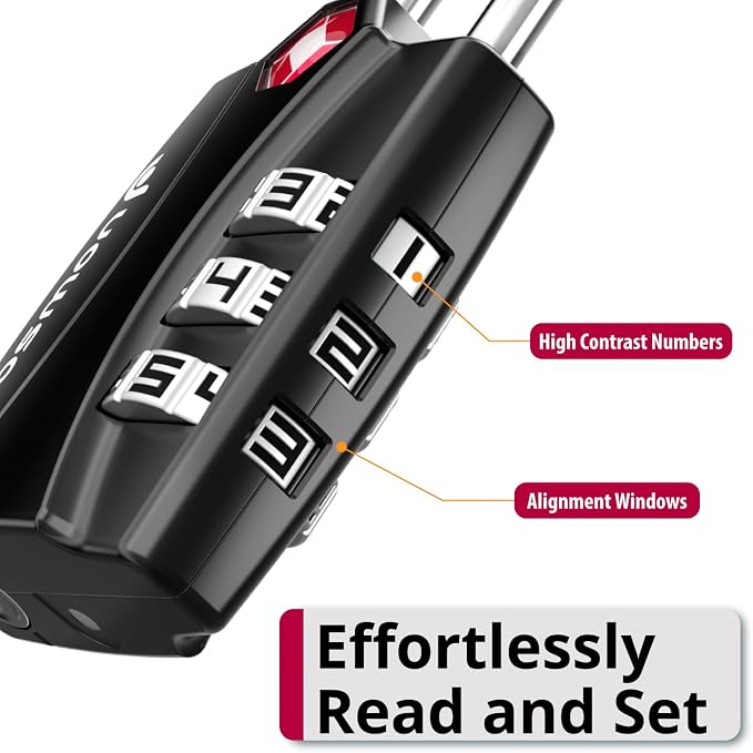 Fosmon TSA Approved Luggage Locks, 3 Digit Combination Padlock, 1 Pack | Open Alert Indicator, Durable Alloy Body, Backpack Zipper Anti Theft, Gym Locker Suitcase Travel Padlock, Gun Case Lock - Image 5