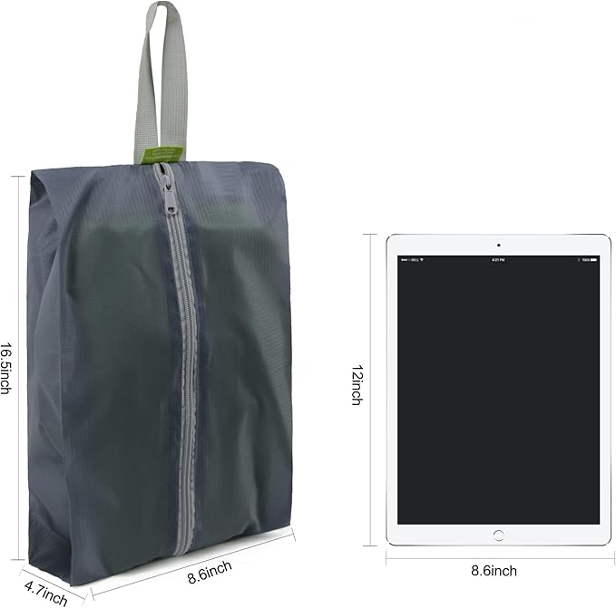 BeeGreen Grey Shoe Organizer Set - 6 Pack Shoe Bags For Travel with Zipper Closure and Handle,Stylish and Portable Nylon Shoe Storage for Men and Women's Travel Gifts and Home Storage - Image 2