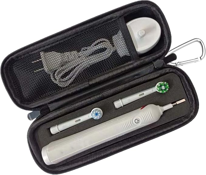 Travel Essentials/Travel Toothbrush Case Compatible for Oral-B Pro (1000 2000 3000 3500 1500) Electric Toothbrushes - Portable with Mesh Pocket for Accessories & Soft Lining Protection Only Case by Unknown