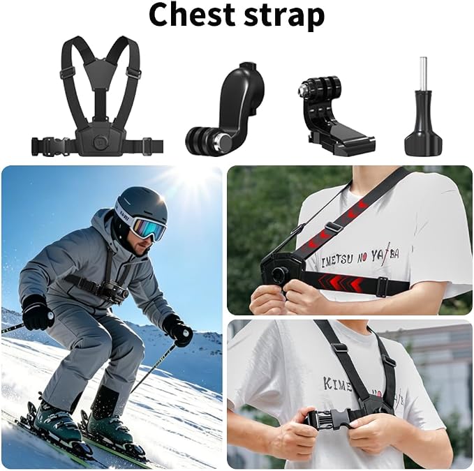 4 in 1 Accessories Kit Set for DJI Action 6/5/4, GoPro Hero 13/12/11/10 and More, Quick Release Head Strap Mount + Chest Mount Harness + Backpack Clip Holder + 360°Rotating Palm Strap - Image 3