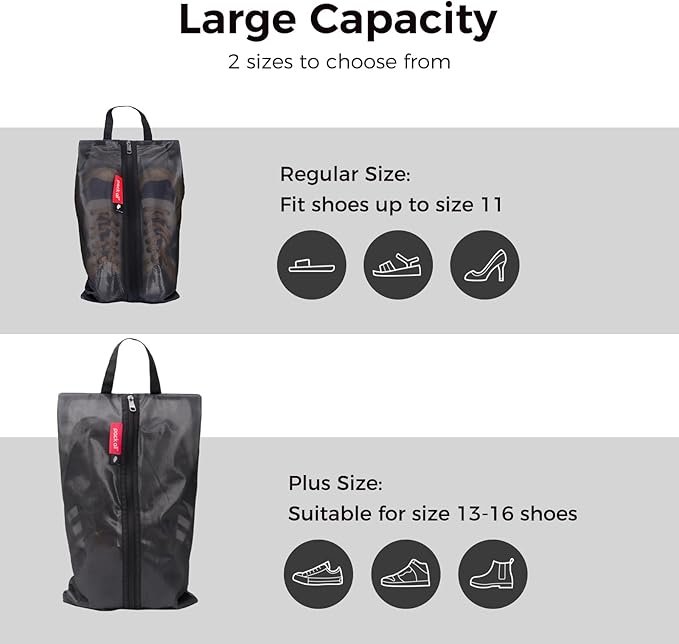 pack all Shoe Bag for Travel, Dual Pocket Shoe Pouch for Sports | Water-Resistant, Odor-Resistant, Dustproof, Portable, Soccer Cleats & Gym Storage, Fits Up to Size 11, Black - Image 5