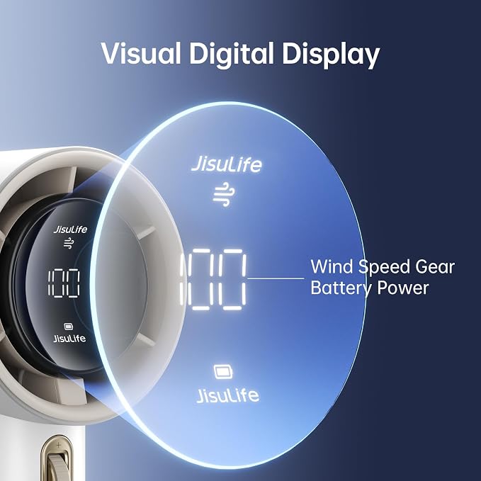 JISULIFE Handheld Fan Pro1S - Next-Gen Airflow: Up to 12H Runtime | Pearlescent ABS-Elegant Strength, 1-100 Speed Scroll Wheel, 3600mAh-Portable Fan for Travel, Gifts for Women Men(Cloud White) - Image 3