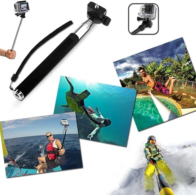 Universal Action Camera Accessories Bundle Head Chest Strap Mount/Selfie Stick/Floating Hand Grip Compatible with Dragon Touch/AKASO EK7000 Brave 4 5 6 7 LE V50X/GoPro Hero 13 12 11 10 9 8 7 - Image 6