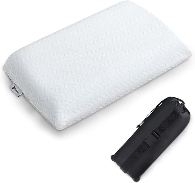 Vekkia Travel Pillow, Memory Foam Pillow Compressible Camping Pillow with Washable Cover,Ergonomic Supportive Pillow for Sleeping Ideal for Adults Kids Travel, Hiking, Airplane and Car-S by Vekkia