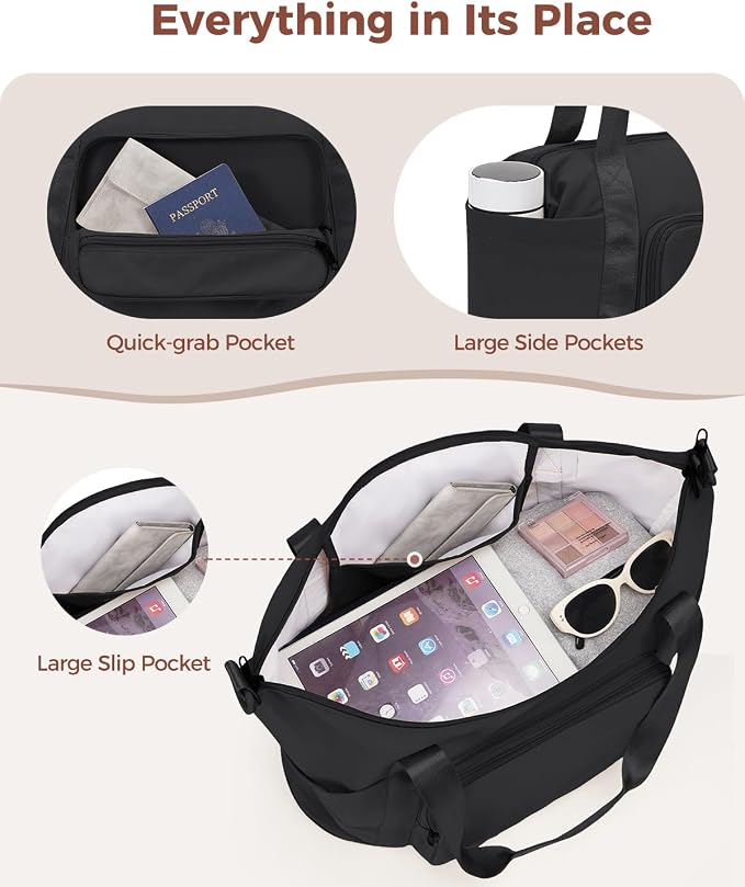 WANDF Foldable Expandable Personal Item Travel Bag for Women Carry On | 18x14x8 inches, Frontier Airline Underseat Fit, Weekend Getaways - Image 5