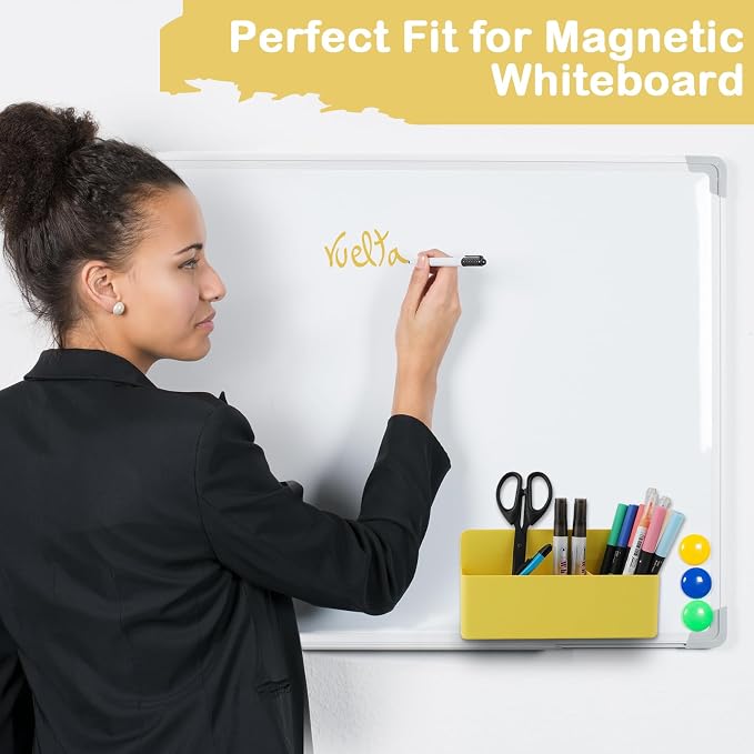 KITANIS Magnetic Pen Holder,3 Compartments Magnetic Dry Erase Marker Holder,Extra Strong Magnet Storage Marker Pen Pencil Organizer for Refrigerator,Whiteboard,Locker Accessories(Long Style) - Image 5
