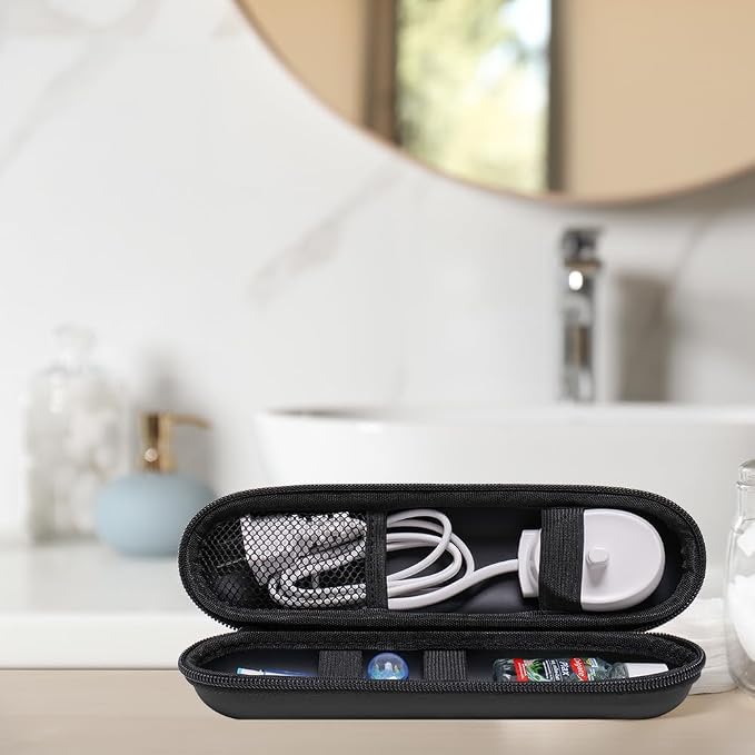 Nincha Electric Toothbrush Travel Case Compatible with Oral-B/Philips Sonicare/Colgate/Reach, and Most Electric Toothbrush, Includes 2 Universal Toothbrush Covers (Black Case + Brown Covers) - Image 6