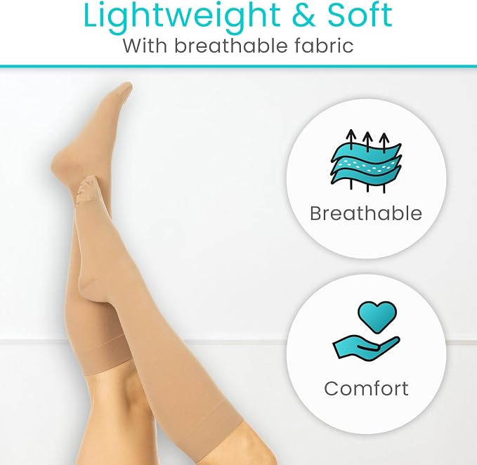 Vive Knee High Compression Socks for Women & Men – 15-20mmHg Medical | Support Stockings for Varicose Veins, Swelling, Soreness & Airplane Travel – Breathable TED Hose for Legs & Feet - Image 7