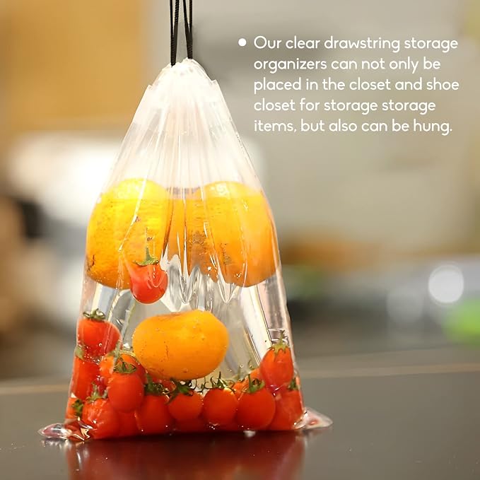100 Pcs Shoe Bags for Travel,Large Transparent Travel Shoe Bags for Packing,Clear Plastic Drawstring Bag Shoe Dust Bags,Portable Shoes Organizers Pouch with Rope for Men and Women - Image 7