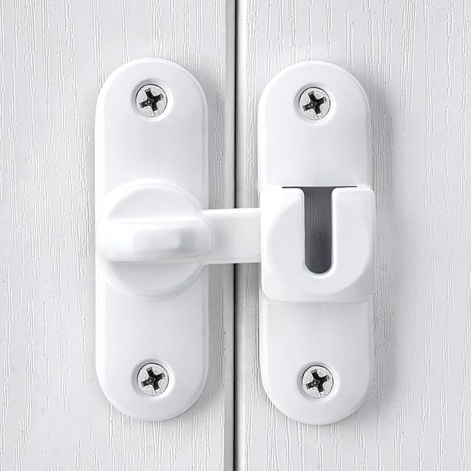 10 Packs White 90/180 Degree Barn Door Latches,Flip Gate Lock | Zinc Alloy Flip Gate Latches,Right Angle Door Lock,for bedroom,garage,sliding door,window,cabinet,drawer,pet enclosures - Image 4