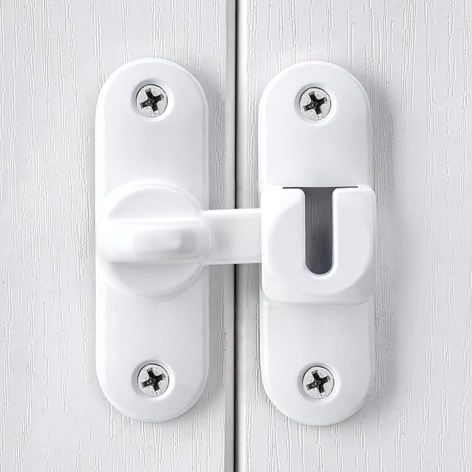 3 Packs White 90/180 Degree Barn Door Latches,Flip Gate Lock | Zinc Alloy Flip Gate Latches,Right Angle Door Lock,for bedroom,garage,sliding door,window,cabinet,drawer,pet enclosures - Image 4