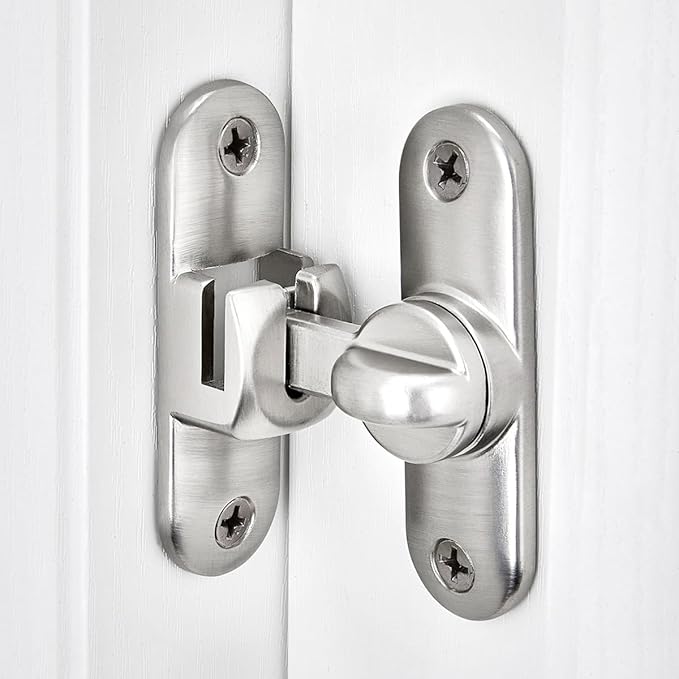 Silvery 90/180 Degree Sliding Door Latches,Zinc Alloy Flip Latch | Barn Door Latch,Cabinet Lock,Right Angle Door Lock,for bedroom,cabinet,drawer,Gardens,Wine Cabinet,garage,window,Pet Cage - Image 3