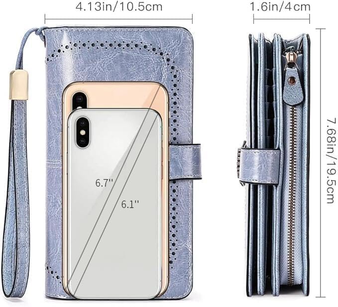 SENDEFN Wallets for Women Leather Credit Card Holder with RFID Blocking Large Capacity Wristlet | with RFID Blocking - Image 5