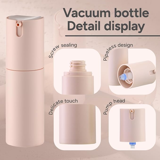 Lulupack Airless Pump Bottles Travel Size, 1 oz 3 PCS Refillable Container | Plastic lotion dispenser, for face cream moisturizer, small skincare, shampoo soap, empty toiletry, cosmetic, leakproof TSA - Image 3