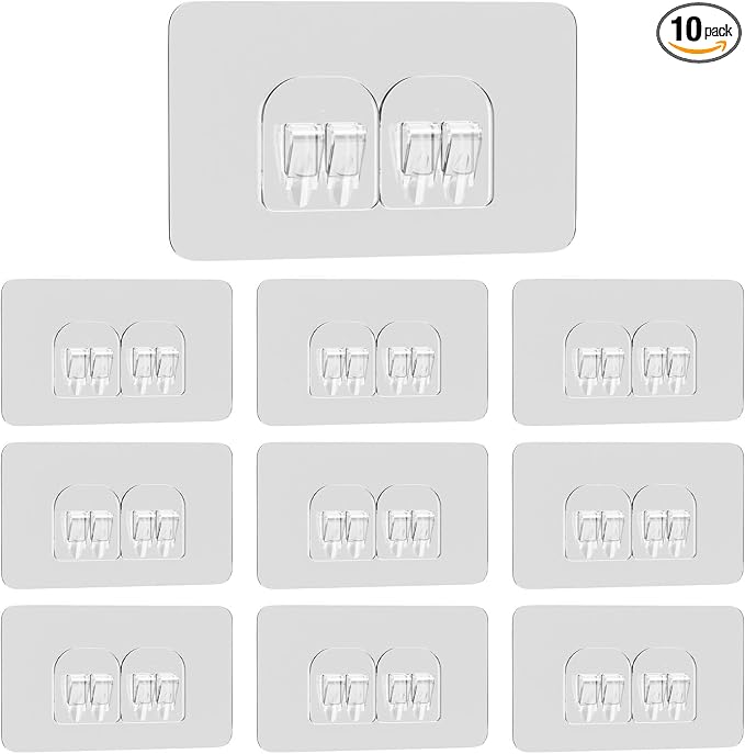 10 Pack Shower Caddy Adhesive Replacement, Shower Adhesive Strips, Strong Adhesive Hooks, Waterproof Sticker, No Drilling, for Bathroom Shelf and Kitchen Racks by Lsnisni
