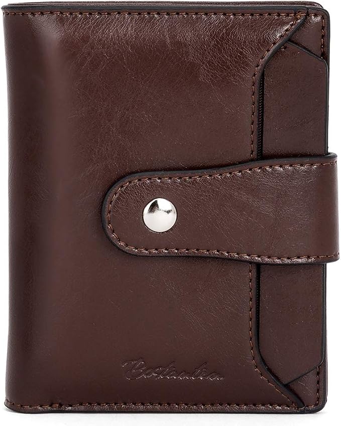 BOSTANTEN Leather Womens Wallet Small RFID Blocking Credit Card Holder | Removable ID Window, Zipper Coin Pocket, Bifold, Minimalist, Fits Small Purses, Daily Use, Ladies Gifts, Coffee by BOSTANTEN
