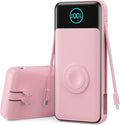 Portable Charger for iPhone with Built-in Cables and AC Wall Plug,26800mah Fast Charging USB C Power Bank,25W PD Travel Essential Battery Pack for iPhone 17/16/15/14/13,Galaxy,Apple Watch (Pink) by FOCHEW