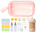 Travel Cosmetic Case Toiletry Bag with Zipper Refillable 4-in-1 Silicone Kit Toiletry Bottles、Squeeze Toiletry Bottles Leakproof Accessories for Toiletries Shampoo Lotion Body Wash (BPA Free) by NAICHA