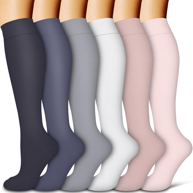Compression Socks for Women & Men Circulation(6 pairs)-Graduated Supports Socks for Running, Athletic Sports by LaiteHebe