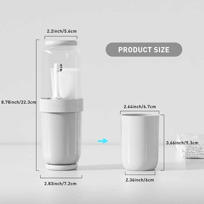 Toothbrush Cup with Cover, Travel Toothbrush Case Portable Toothbrush Holder for Traveling Business Camping School Bathroom (Grey) - Image 2