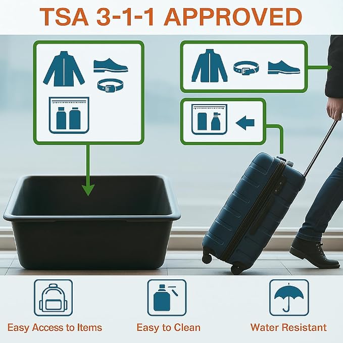 XEWEA 2PCS TSA Approved Clear Travel Toiletry Bags For Men Women, | Transparent Makeup Cosmetic Bag, Handle Zipper, Waterproof PVC, Quart Organizer Pouch for Airport Airline, Black - Image 8