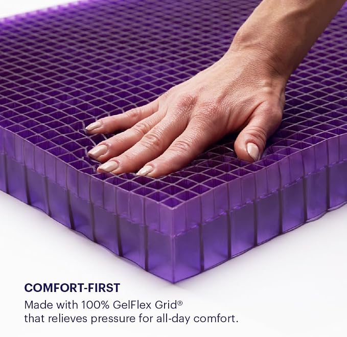 Purple Double Seat Cushion, Two-Sided Soft and Firm 2 Inch Gel Seat Cushion | GelFlex Grid for Office Chair, Car - Pressure-Reducing, Temperature-Neutral, No-Slip - Made in USA - Image 6