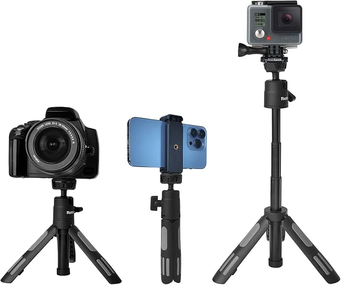 Ruittos Phone Tripod Stand and Selfie Stick for iPhone, Webcam, Desktop, Sony, Canon G7x Camera, Go Pro, Travel 11.5inch Tripod Compatible DJI osmo Pocket 3, 2 by Ruittos