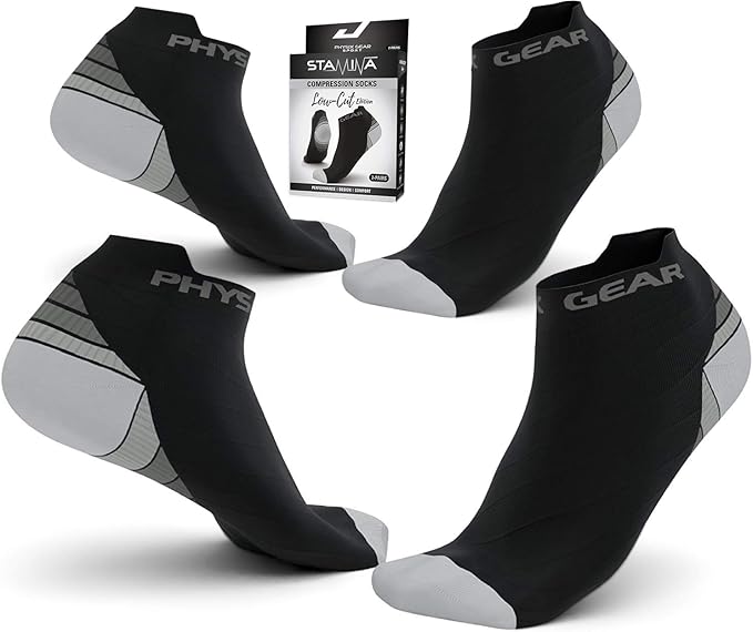 Physix Gear Short Compression Socks for Men & Women - Best Low Compression Socks Women & Men Ankle Socks with Arch Support - Image 2