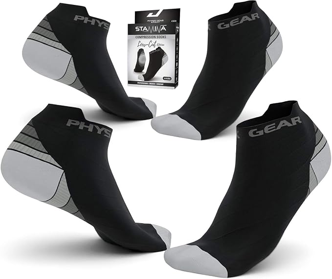 Physix Gear Short Compression Socks for Men & Women - Best Low Compression Socks Women & Men Ankle Socks with Arch Support - Image 2